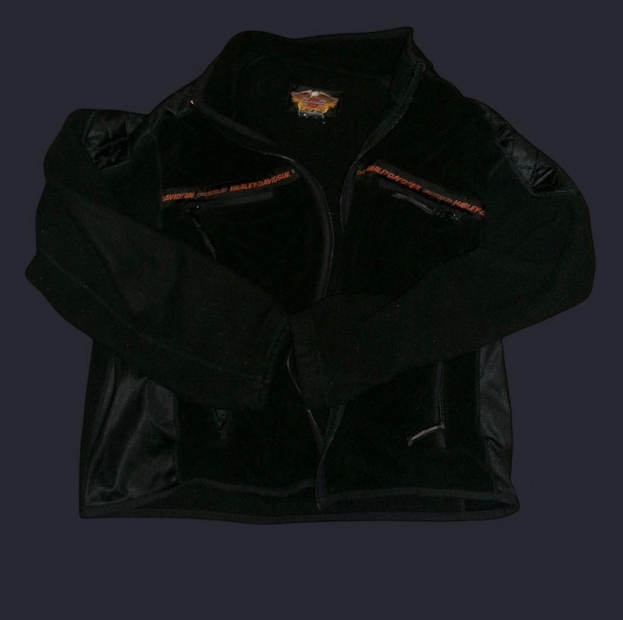 90s Black Harley Davidson Fleece Jacket