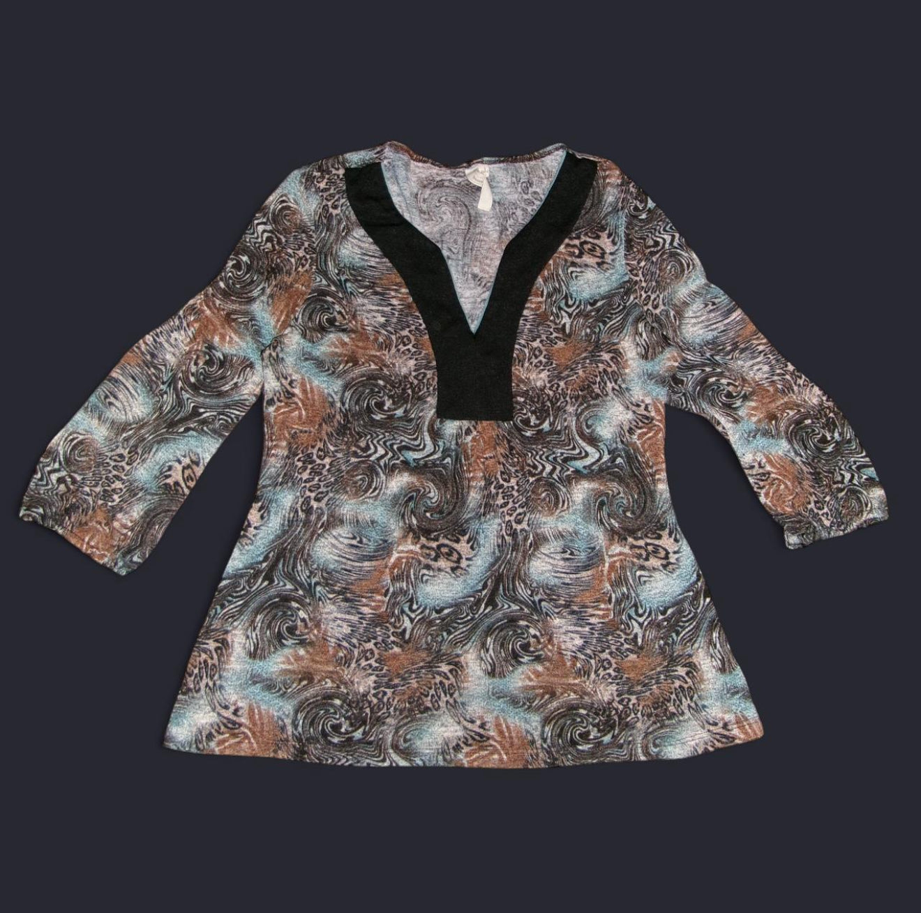 y2k Susan Lawrence Paisley Blouse with Cinch 3/4 Sleeves
