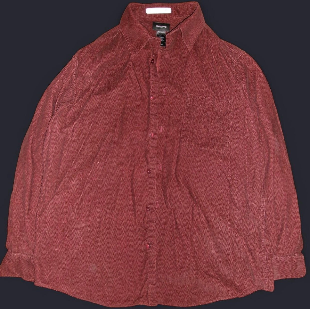 Clairborne Patterned Corduroy Button Up Long Sleeve