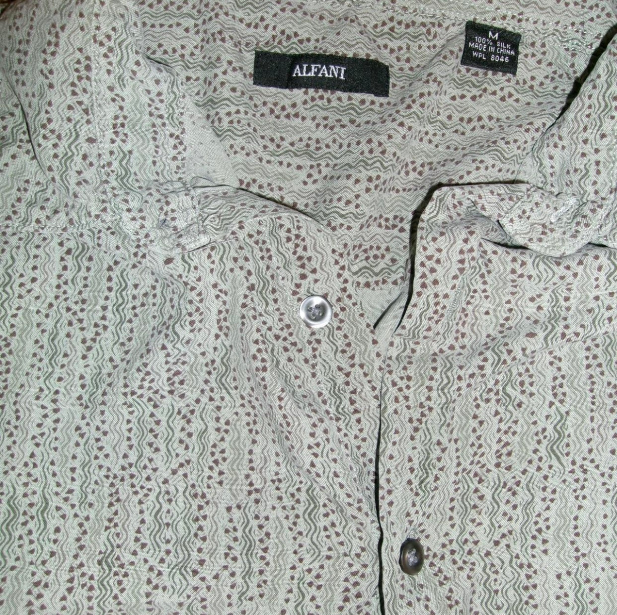 Silk Alfani Patterned Button Up Shirt