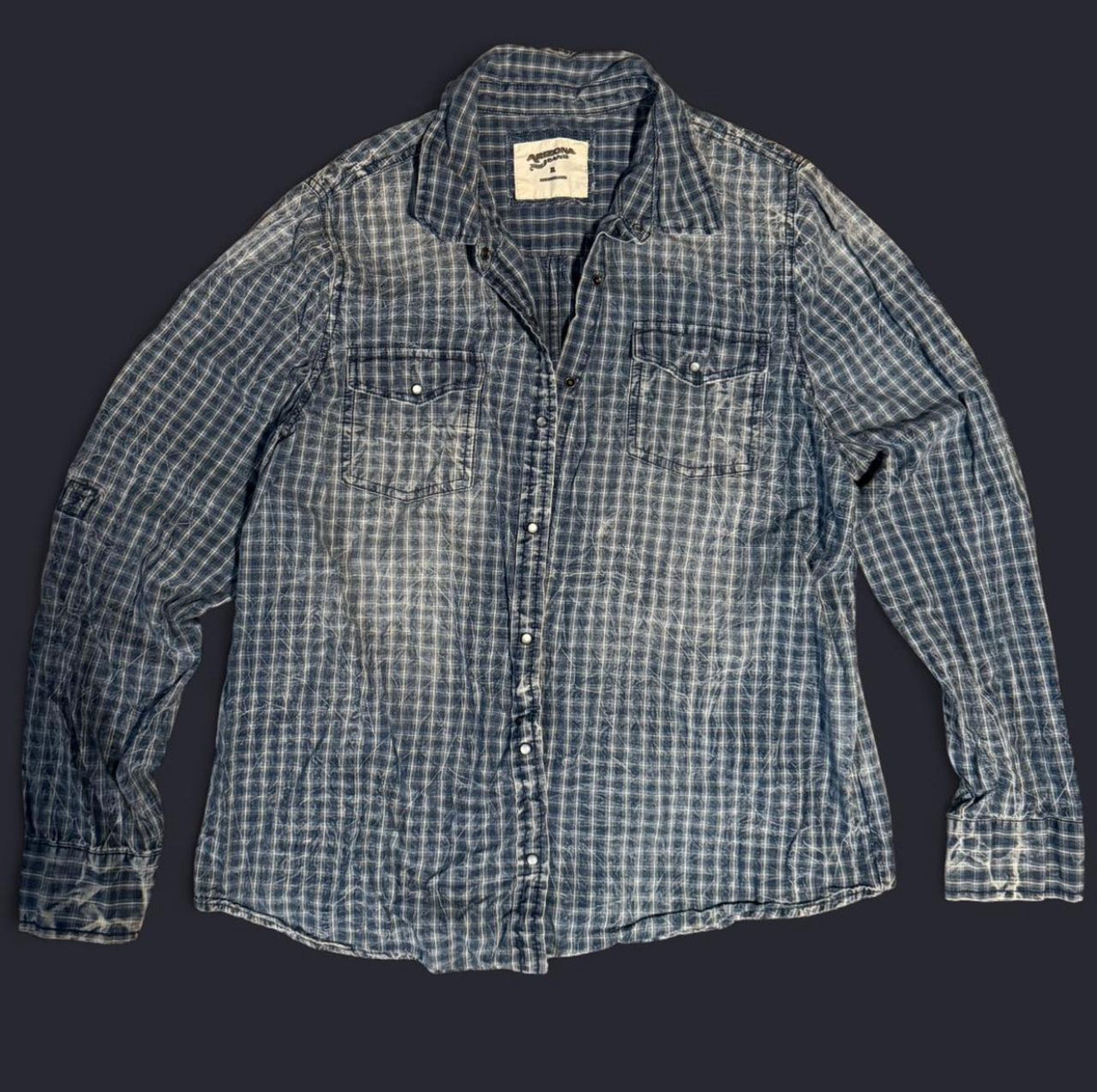 Retro Textured Denim-like Arizona Pearlsnap Button Up
