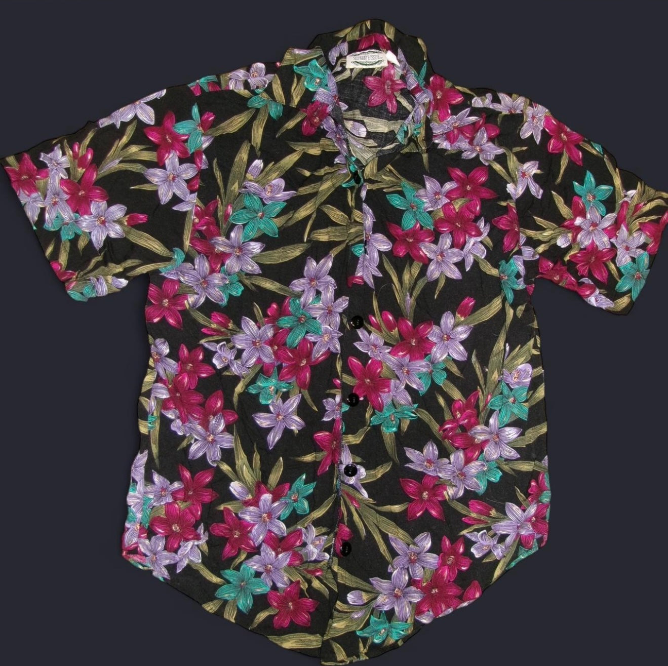 Retro 80’s Floral Print Button Up