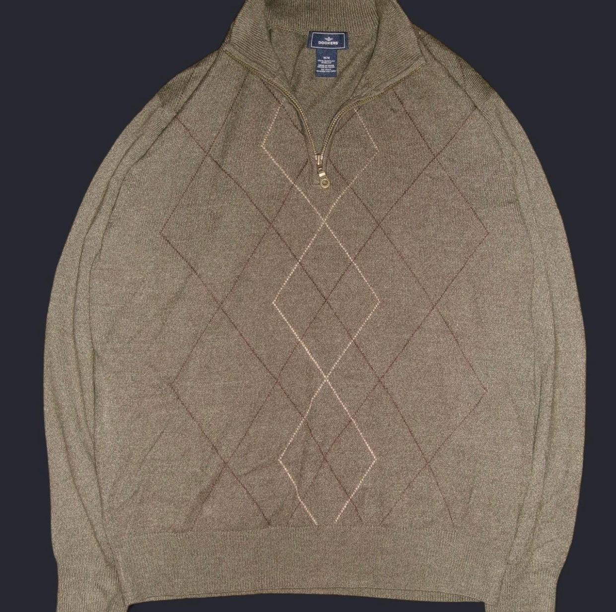 Green Dockers Argyle Quarter Zip Sweater