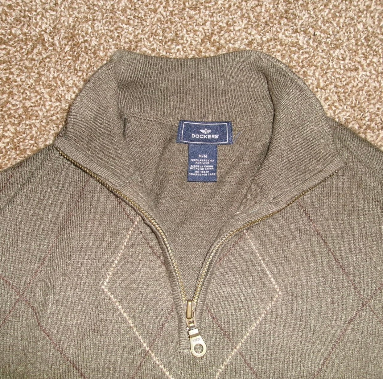 Green Dockers Argyle Quarter Zip Sweater