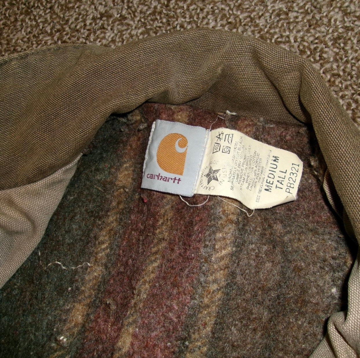 Vintage 90’s Long Carhartt Flannel Lined Coat