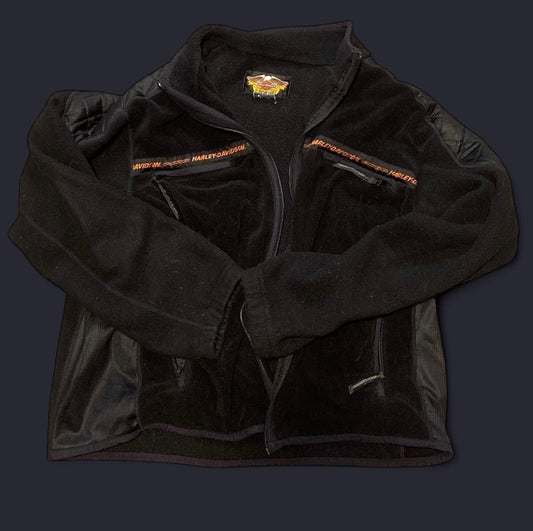 90s Black Harley Davidson Fleece Jacket