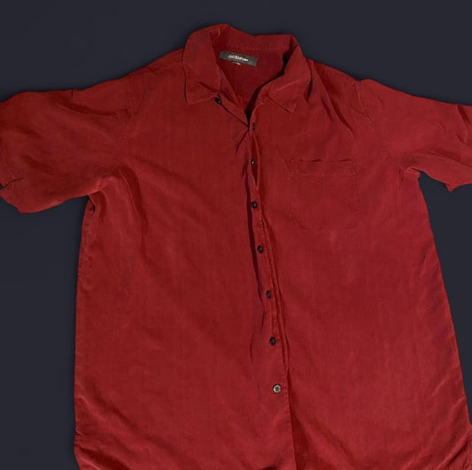 Red Textured Silk Croft & Barrow Button Up