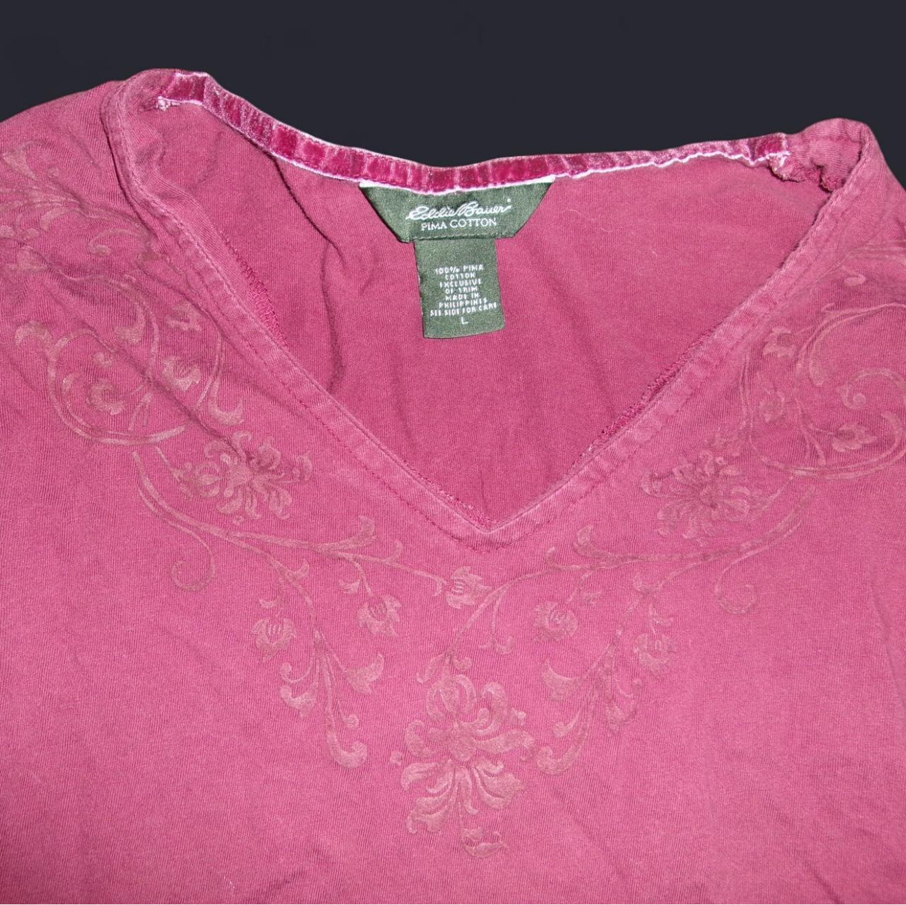 y2k Eddie Bauer Long Sleeve Top with Floral Embroidery