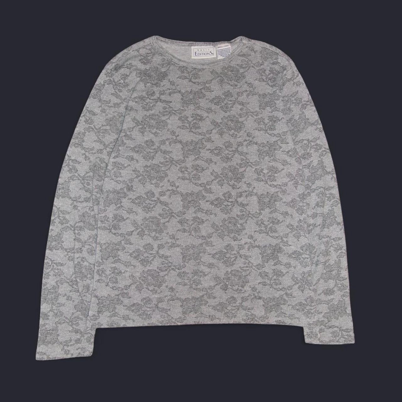 y2k Grey Basic Editions Floral Long Sleeve