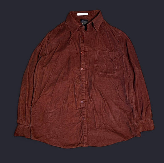 Clairborne Patterned Corduroy Button Up Long Sleeve