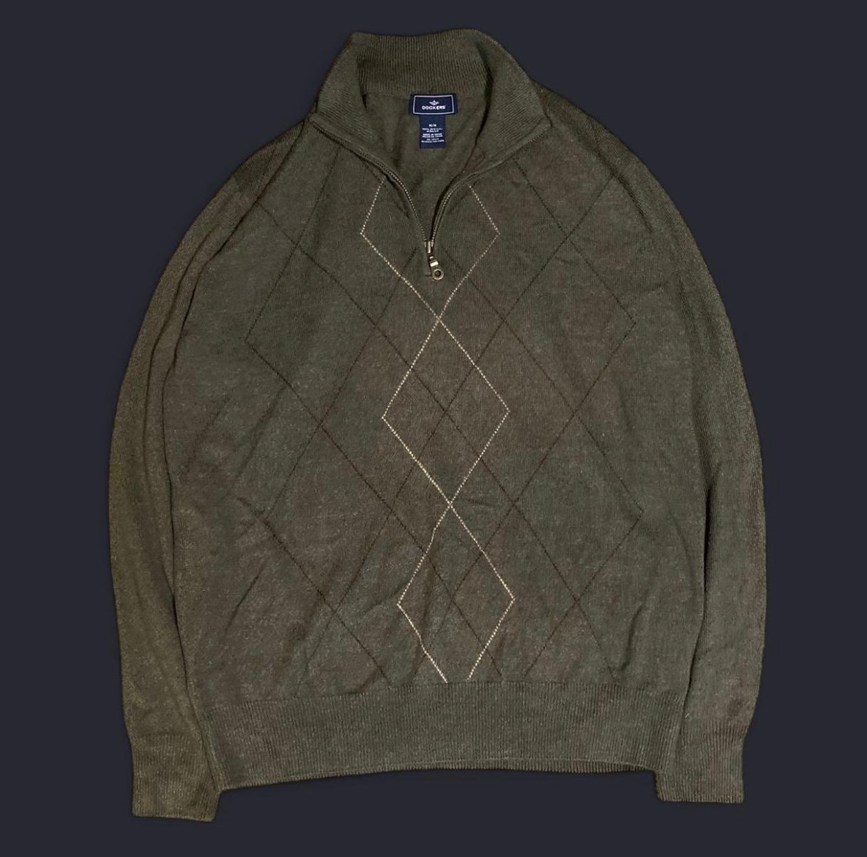 Green Dockers Argyle Quarter Zip Sweater