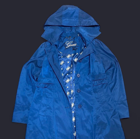 Guess Blue Trench Coat w Detachable Hood