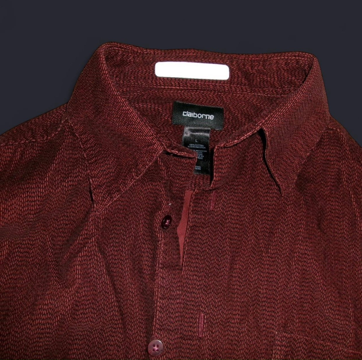 Clairborne Patterned Corduroy Button Up Long Sleeve