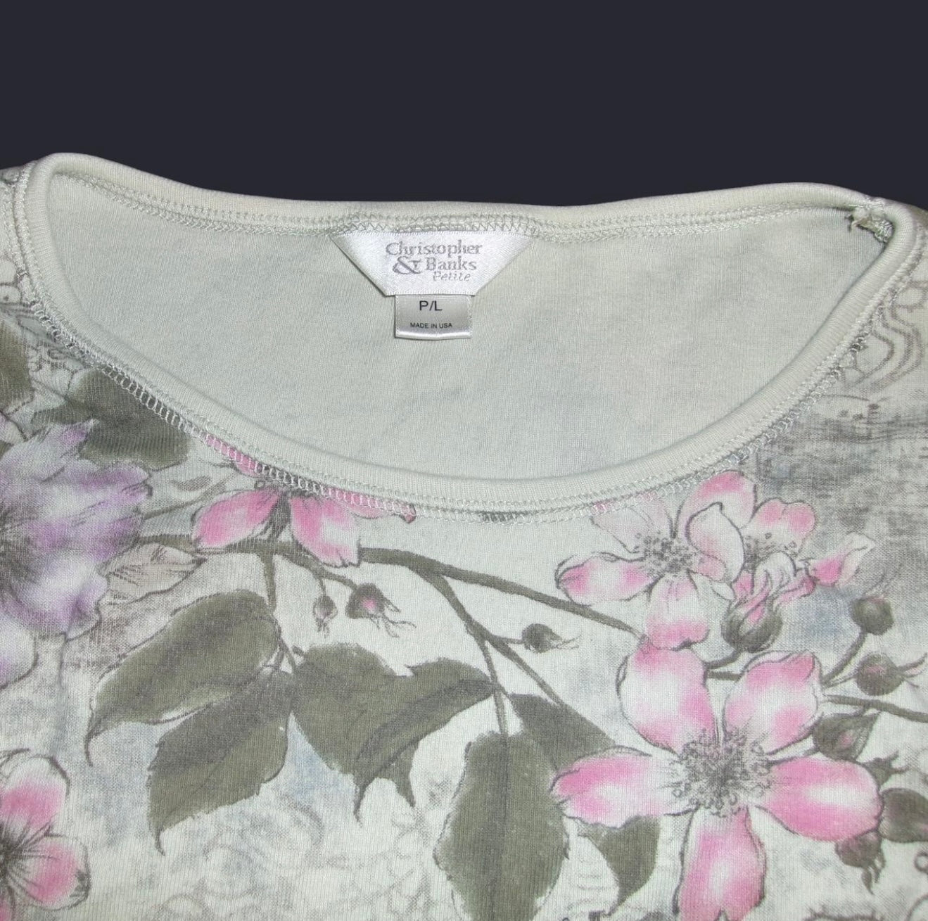 y2k Paris Graphic Floral Top with Rhinestone Details