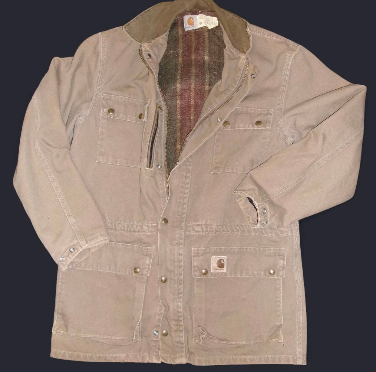 Vintage 90’s Long Carhartt Flannel Lined Coat