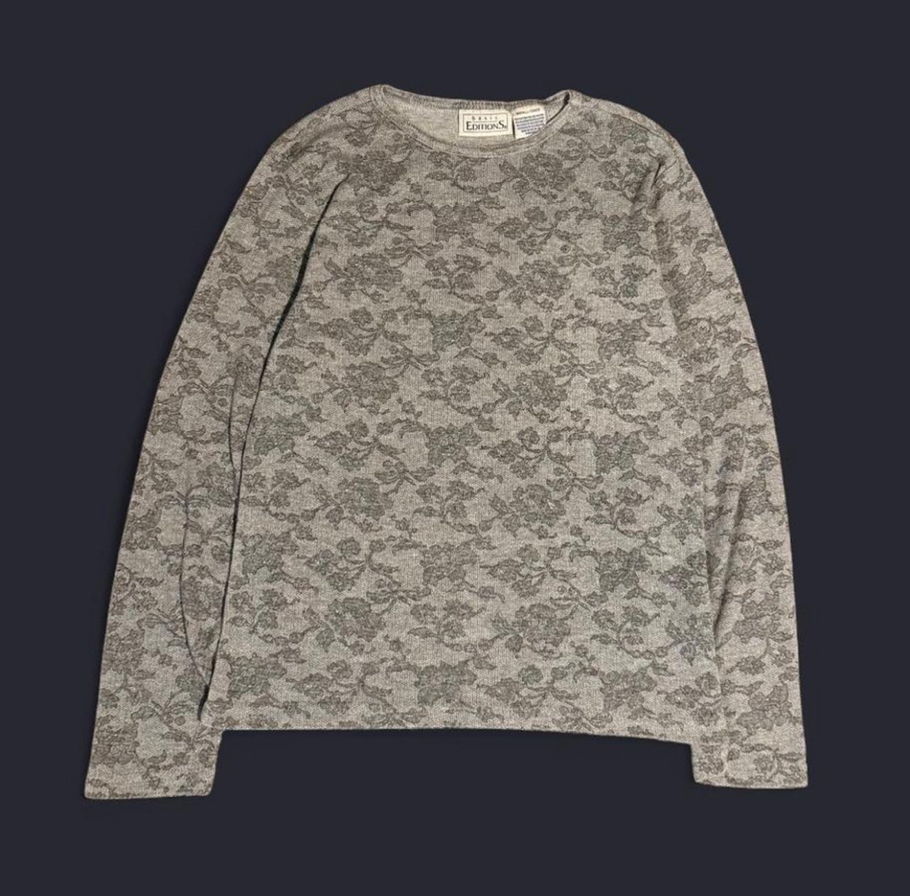 y2k Grey Basic Editions Floral Long Sleeve