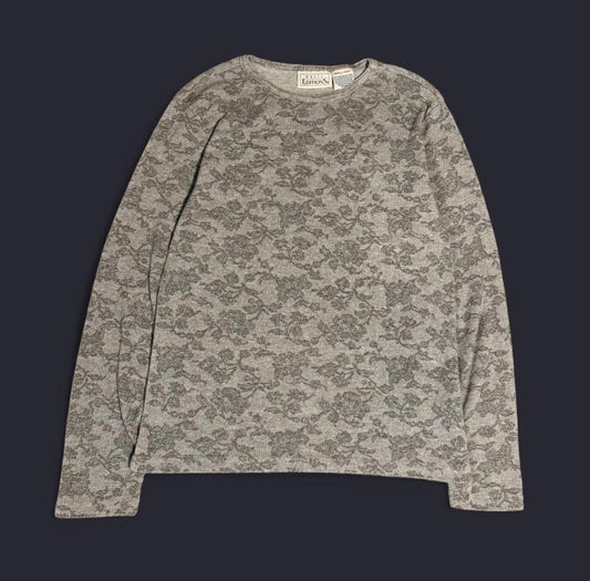 y2k Grey Basic Editions Floral Long Sleeve