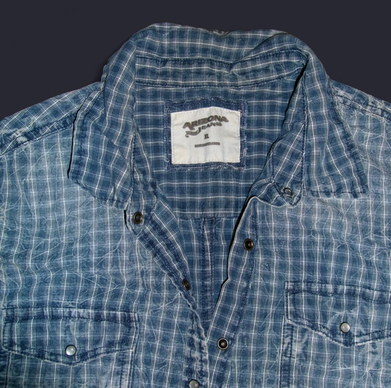 Retro Textured Denim-like Arizona Pearlsnap Button Up