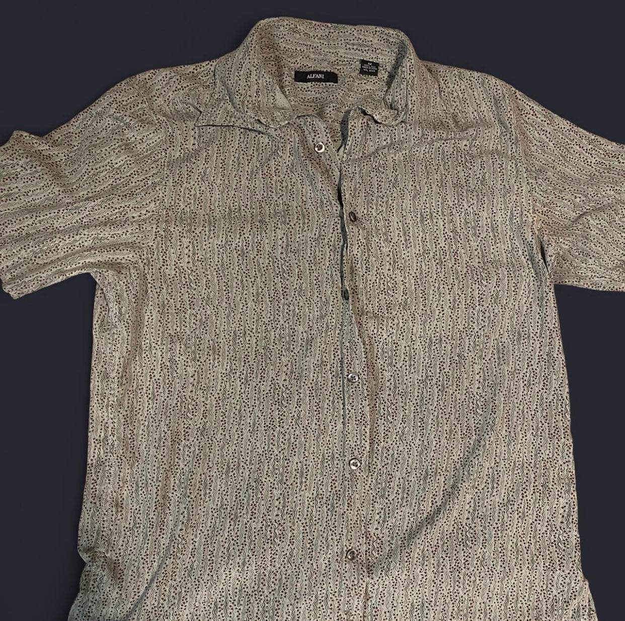 Silk Alfani Patterned Button Up Shirt