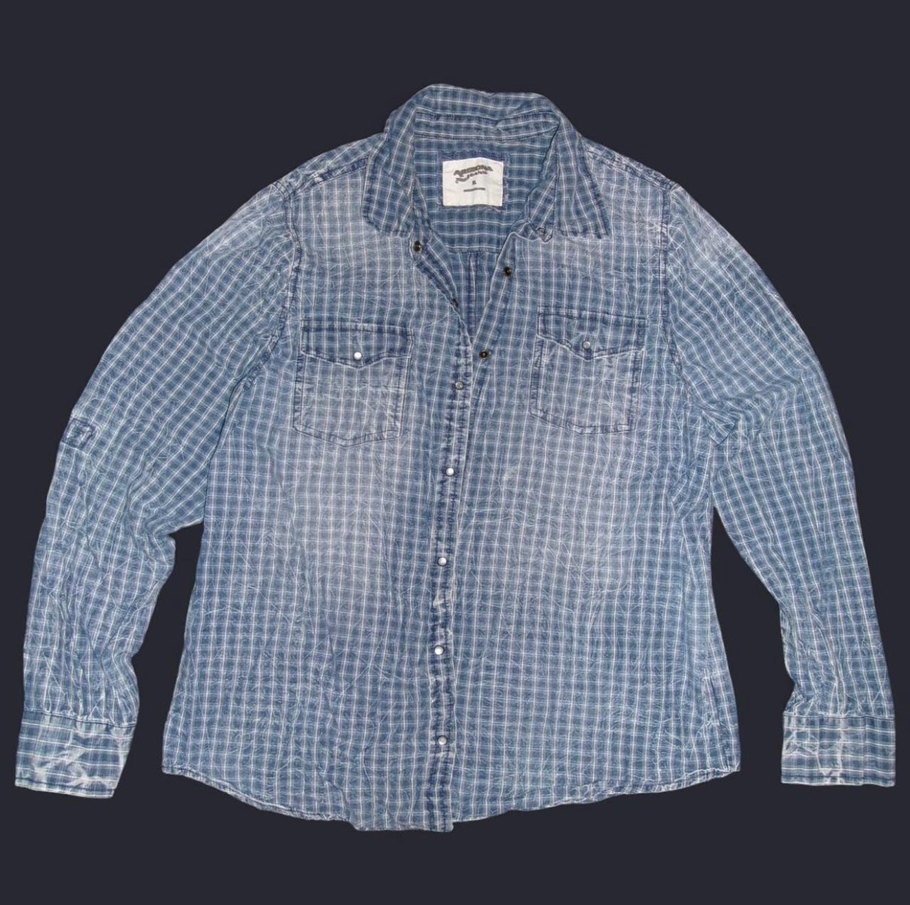 Retro Textured Denim-like Arizona Pearlsnap Button Up