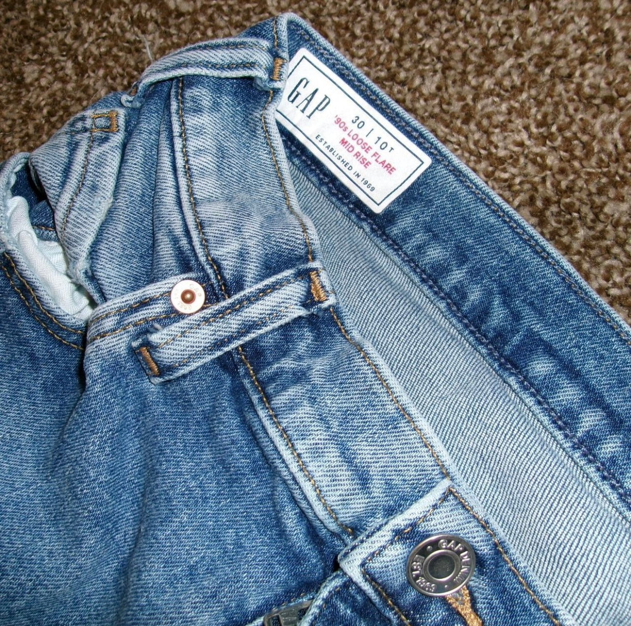 GAP Distressed 90’s Loose Flare Mid Rise Jeans