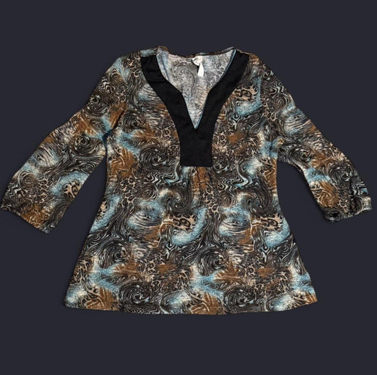 y2k Susan Lawrence Paisley Blouse with Cinch 3/4 Sleeves