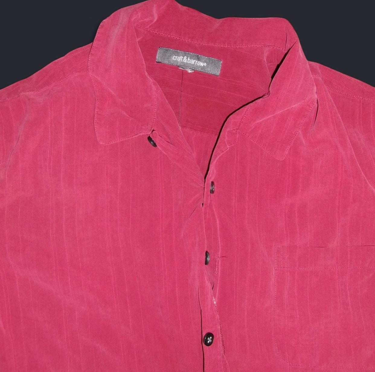 Red Textured Silk Croft & Barrow Button Up